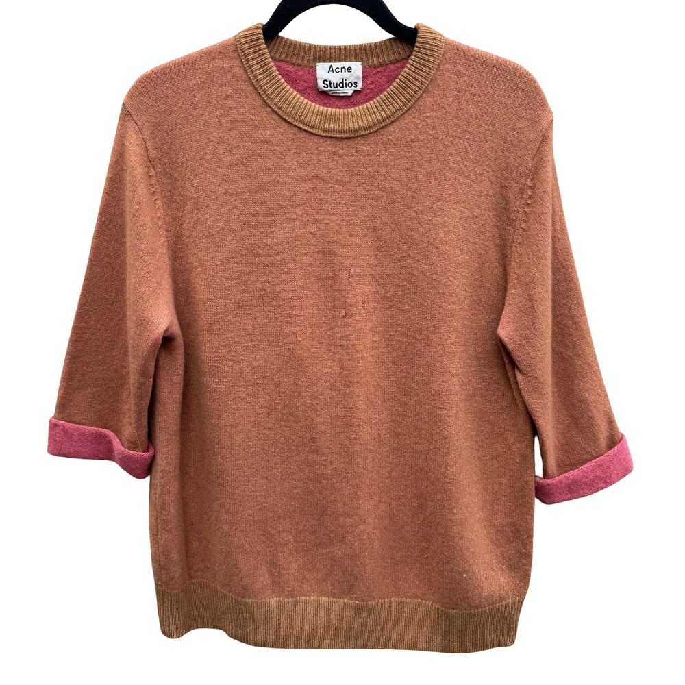 Acne Studios Cashmere Scandi Minimalist Quiet Luxury Contrast Cuffed Sweater L